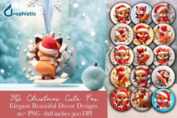 3D Fox Ornament: Premium Illustrations