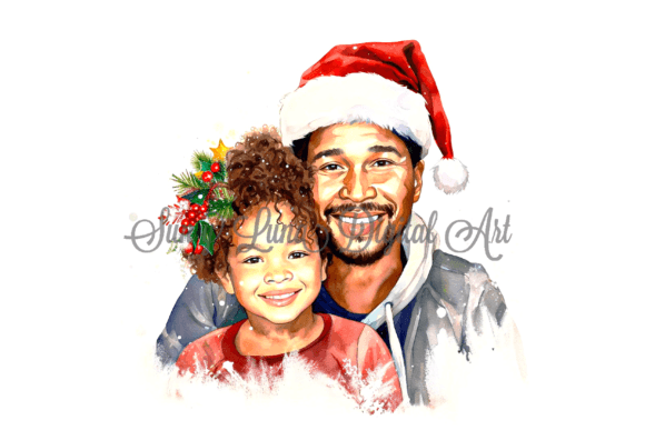 AfroLatino Dad Daughter Christmas Art: Festive Illustrations