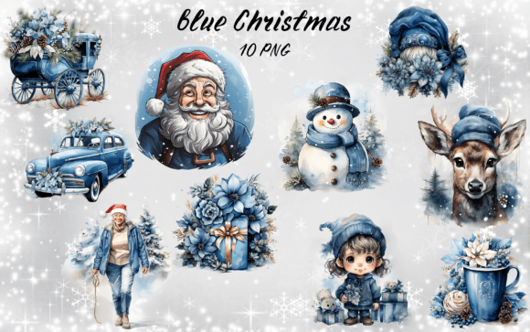 Blue Christmas Clipart: Elegant Illustrations for Modern Design