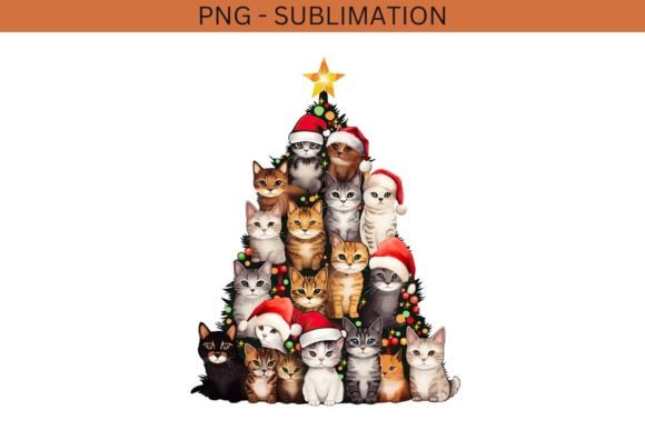 Cat Christmas Tree for Stickers: Festive Illustrations