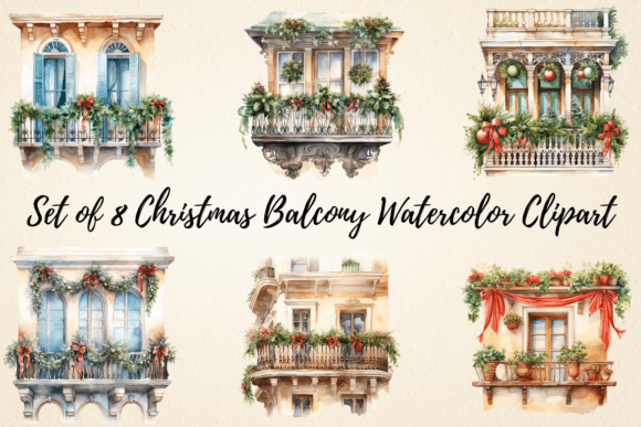 Christmas Balcony Watercolor Clipart: Illustrations Review