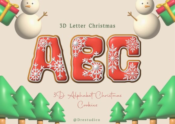 Christmas Cookie Red Snowflake Alphabet: Festive Illustrations