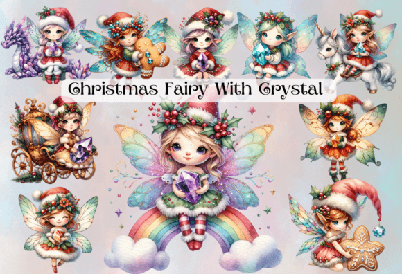 Christmas Fairy with Crystal Clipart for Illustrations