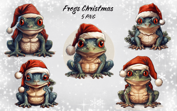 Christmas Frogs: Festive Illustrations for Branding