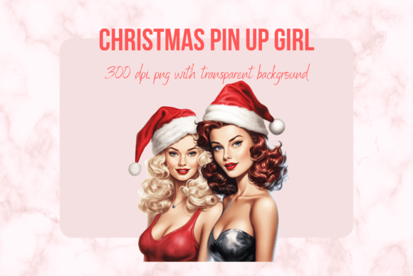 Christmas Pin Up Girl Illustration PNG Review