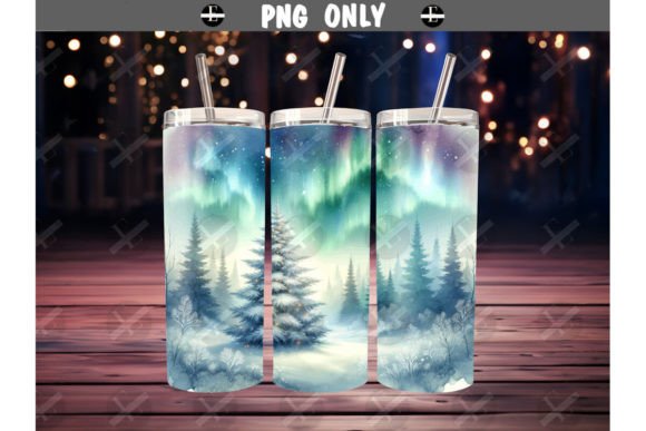 Christmas Tumbler Wraps Northern Lights Illustrations