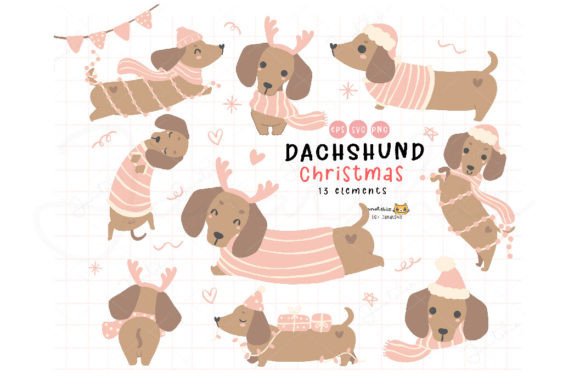 Dachshund Christmas SVG: Festive Illustrations