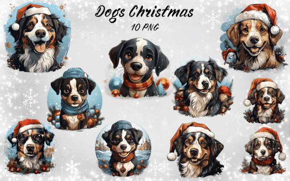 Dogs Christmas Clipart: Festive Illustrations