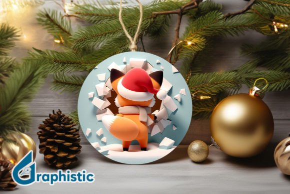 Fox 3D Christmas Ornament PNG Back 01 Review