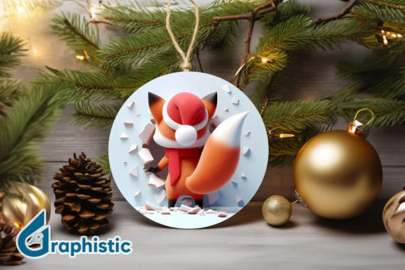 Fox 3D Ornament: Festive Illustrations
