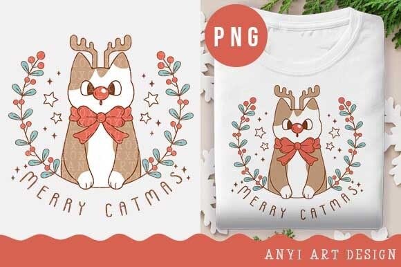 Funny Cat Reindeer Christmas Sublimation: Illustrations Review