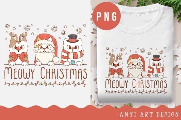 Funny Cats Christmas PNG: Festive Illustrations