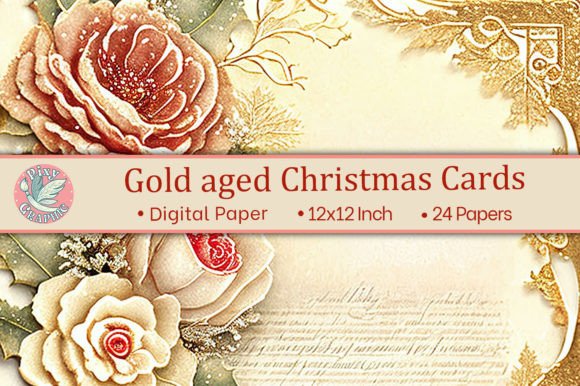 Gold Aged Christmas Cards: Premium Illustrations