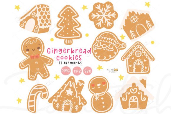 Kawaii Christmas Gingerbread SVG Set: Cute Illustrations