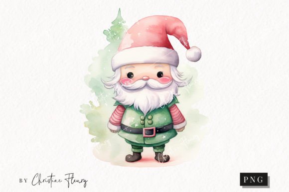 Pastel Watercolor Christmas Santa PNG Review