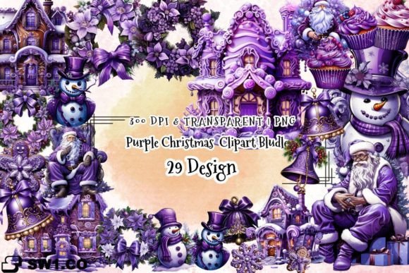 Purple Christmas Clipart Bundle: Illustrations Review