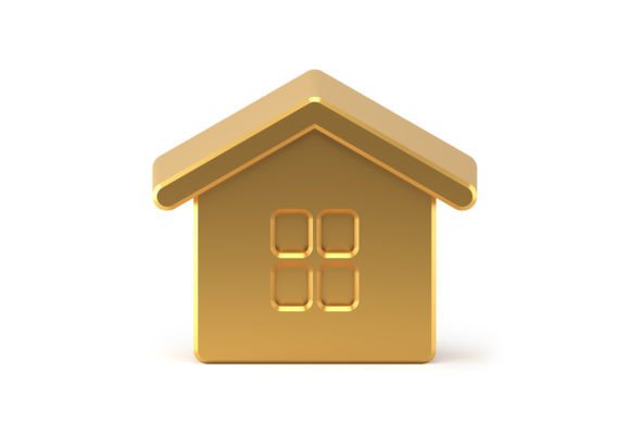 Realistic Golden Christmas Tiny House 3d Illustrations