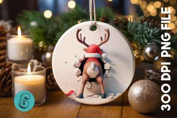 Reindeer Christmas Ornament Back 39 Illustrations