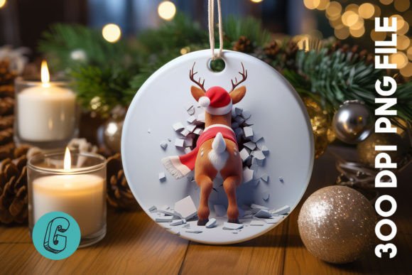 Reindeer Ornament Back 33: Festive Illustrations