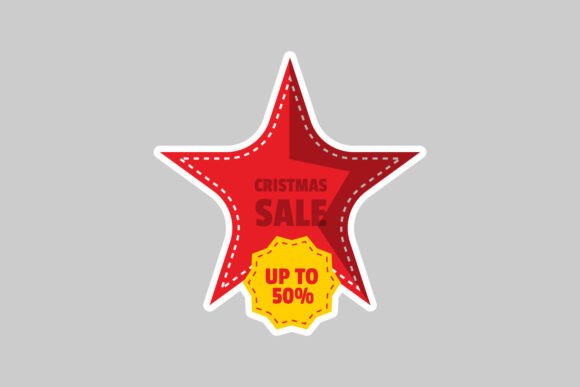 Reviewing Christmas Sale Sticker Design Concept Illustrations