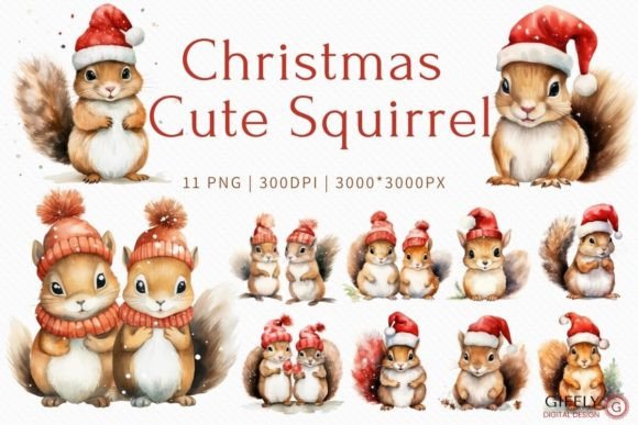 Reviewing Christmas Squirrel Watercolor Clipart for Embroidery