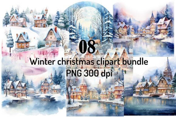 Reviewing Christmas Village Watercolor Clipart for Stitching