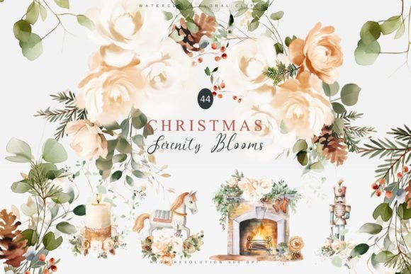 Watercolor Christmas Floral Clipart Set: Illustrations