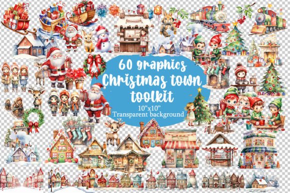 Watercolor Christmas Town Toolkit: Illustrations