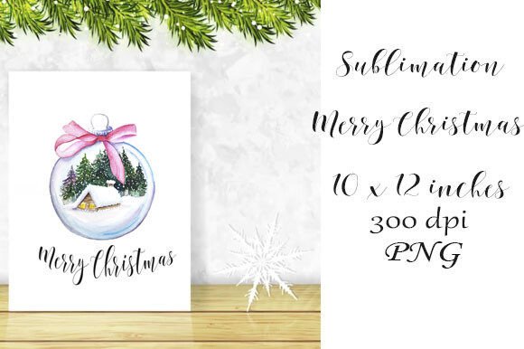 Watercolor Sublimation Merry Christmas Illustrations